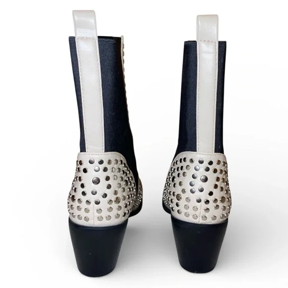 SHU SHOP Zsa Zsa Pointed Toe Western Inspired Ankle Boots Cream/Black Size 8-1/2 - Picture 4 of 5